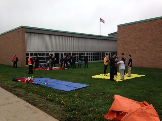 Oakway MCI Drill 042216 outside traige area role player patients