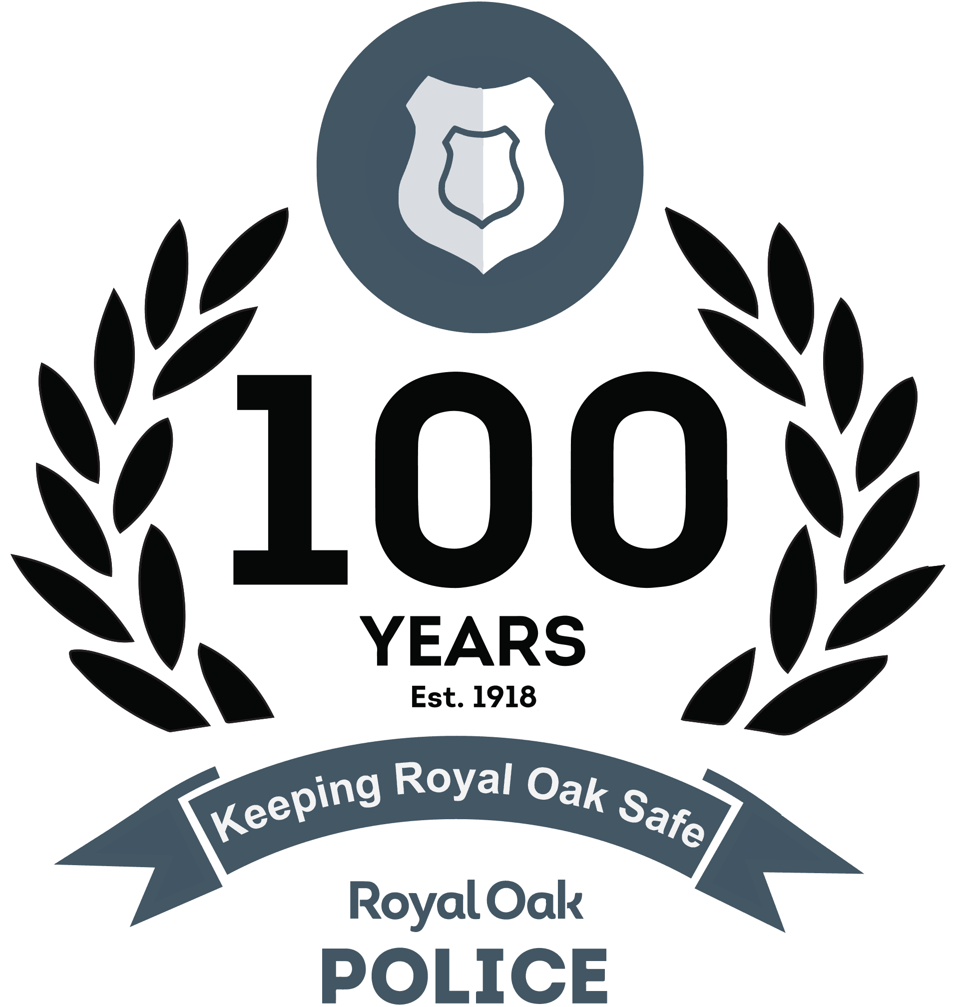 ROPD 100 Years Logo - Royal Oak Today - Black