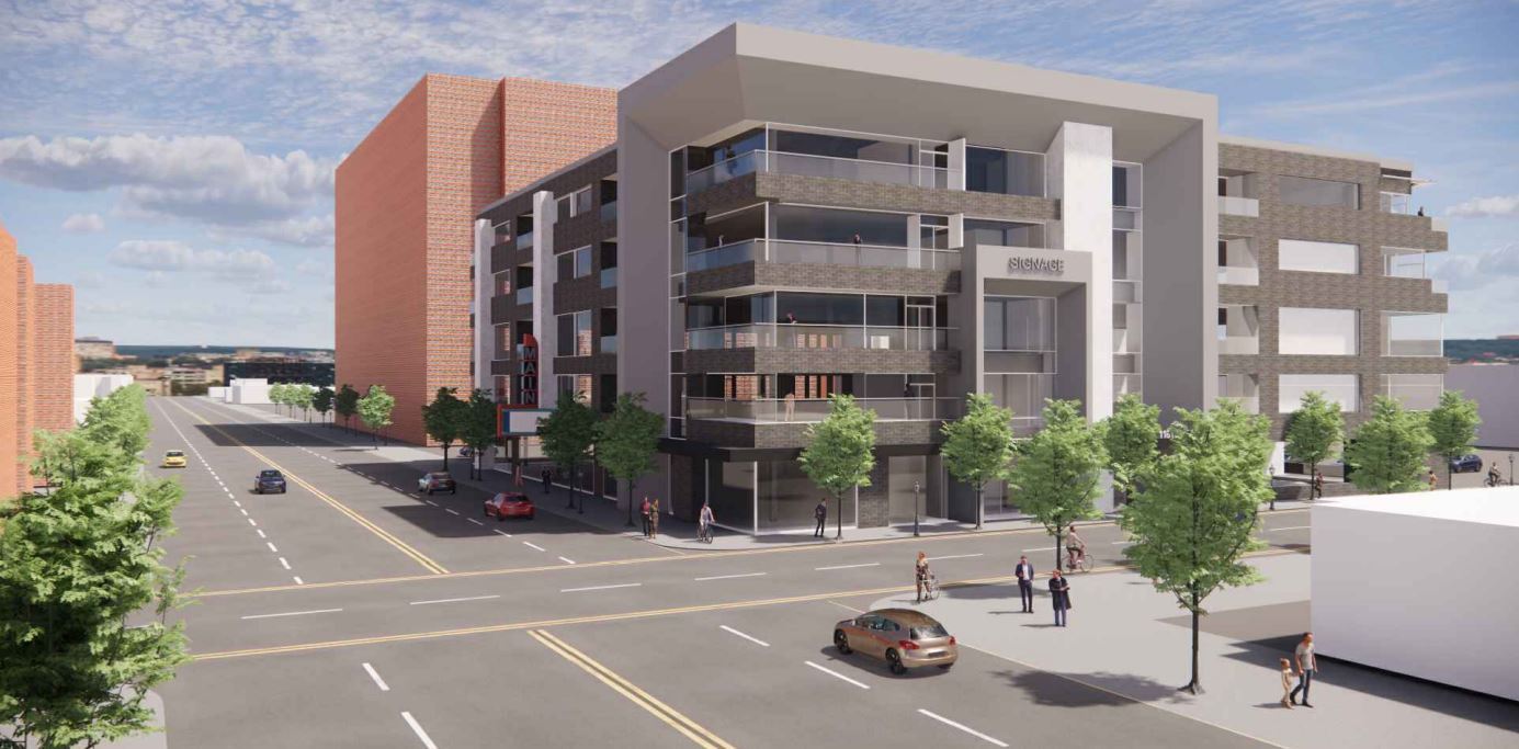 Rendering of the Main Street view of the Main Building 