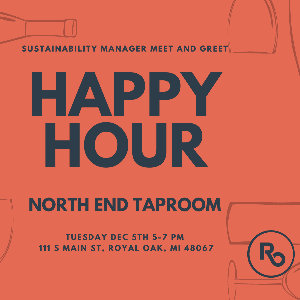 Orange Wine Happy Hour Invitation. Meet the Sustainability Manager