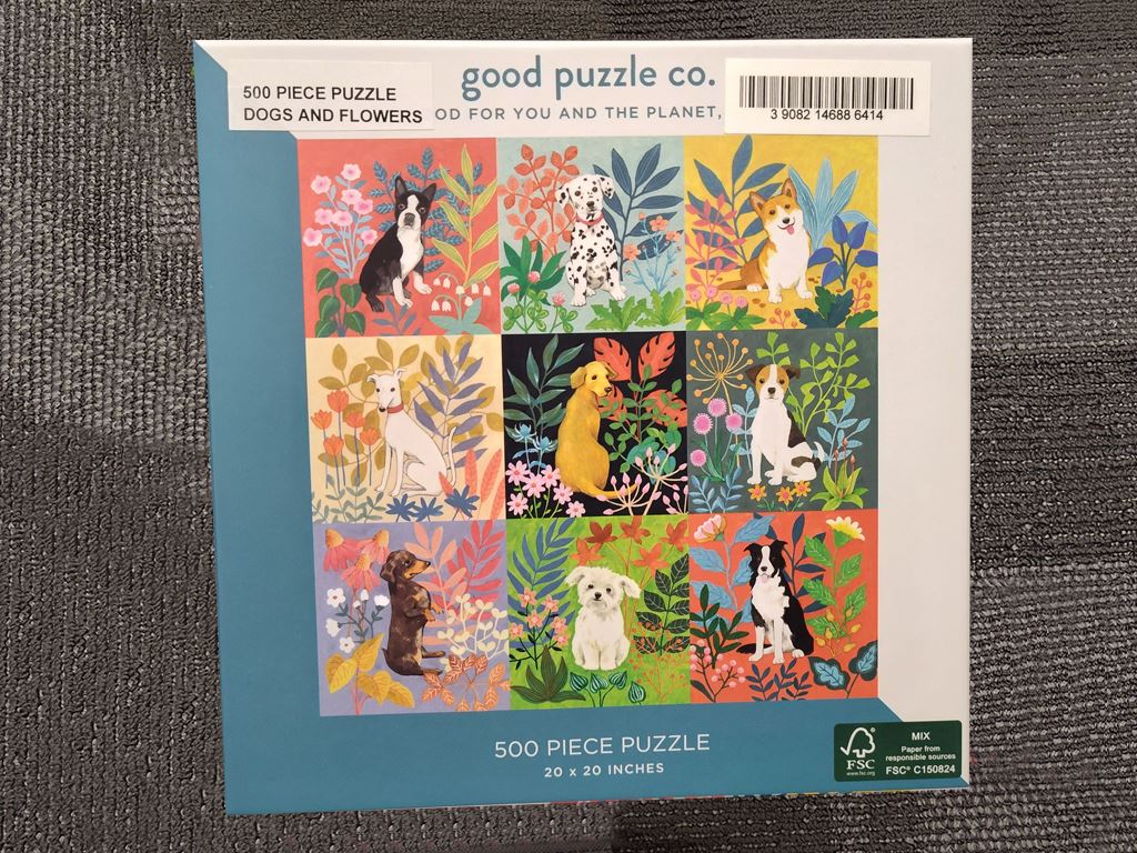 Photo of our 500 Piece Puzzle Dogs and Flowers available for checkout.